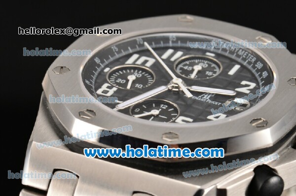 Audemars Piguet Royal Oak Offshore Chronograph Swiss Valjoux 7750 Movement Silver Case with Black Dial and White Numeral Marker-SSband - Click Image to Close